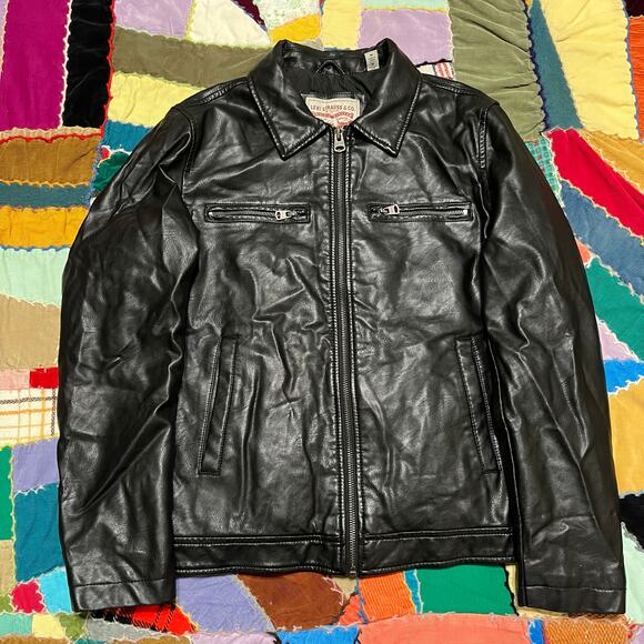 Levi’s Genuine Black Leather Full Zip Jacket Medium - Picture 2 of 7